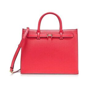 New Halston Jerry Embossed Pebble Top Zip Satchel